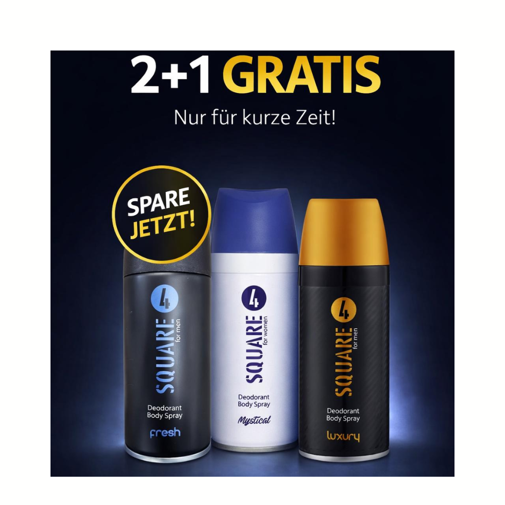 Square Deodorant Body Spray 2+1 GRATIS Set 3x150 ml