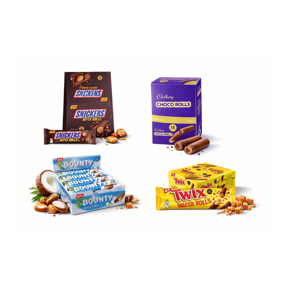 Chocolate Wafer Rolls Mix – Snickers, Twix, Bounty & Cadbury