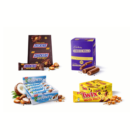 Chocolate Wafer Rolls Mix – Snickers, Twix, Bounty & Cadbury