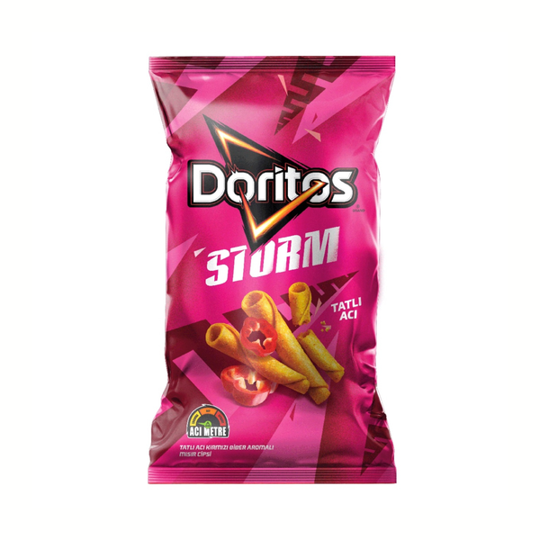 Doritos Storm TATLI ACI Chipsbeutel, 125 g, pinkes Design