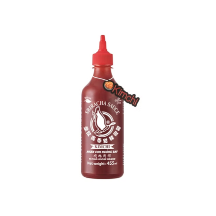 Sriracha Kimchi Sauce bottle, red squeeze bottle with cap, 455 ml