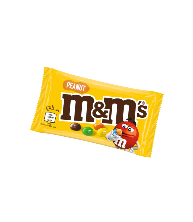 M&M's Peanut 45g bag, yellow wrapper with peanut label