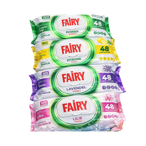 Fairy Power Wipes: Power-, Zitrone-, Lavendel- und Lilie-Reinigungstücher (3x100)