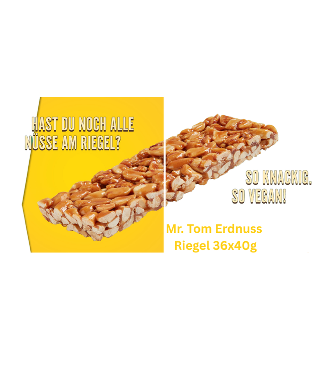 Erdnuss-Riegel 36x40g mit karamellisierter Nussmischung, angeschnittene Riegelansicht