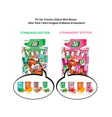 Tic Tac Travels Lilliput Mini-Boxen  – 60er Pack | Mini Dragees