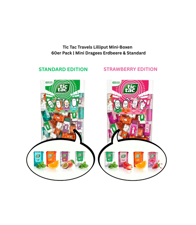 Tic Tac Travels Lilliput Mini-Boxen  – 60er Pack | Mini Dragees