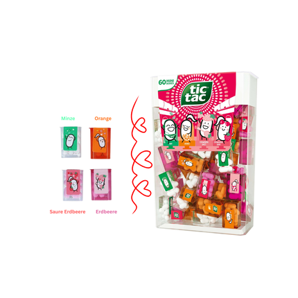 Tic Tac Travels 60er Pack Mini-Boxen – Erdbeere: Minze, Orange, rote Beeren