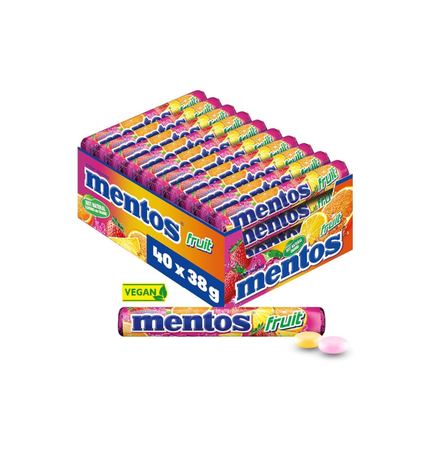 Mentos Kaubonbons Dragees Multipack (40 Rollen)  | Vegane Süßigkeiten