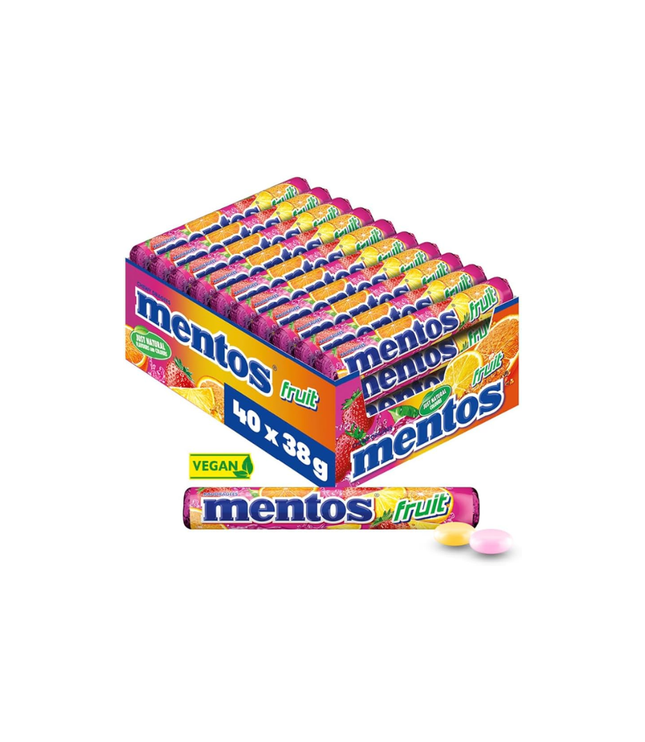 Mentos Kaubonbons Dragees Multipack (40 Rollen)  | Vegane Süßigkeiten