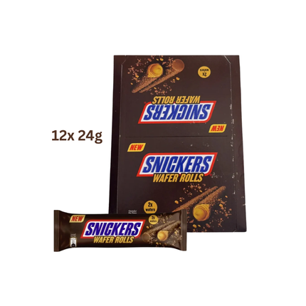 Snickers Wafer Rolls Packung mit einzeln verpackter Rolle, 12 x 24 g