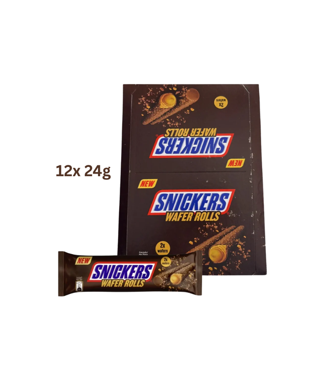 Snickers Wafer Rolls Packung mit einzeln verpackter Rolle, 12 x 24 g