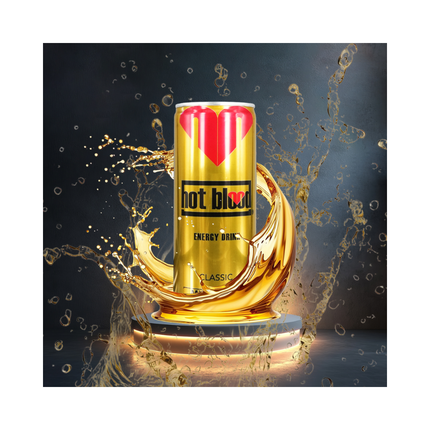 Hot Blood Classic Energy Drink Dose mit rotem Herz-Logo