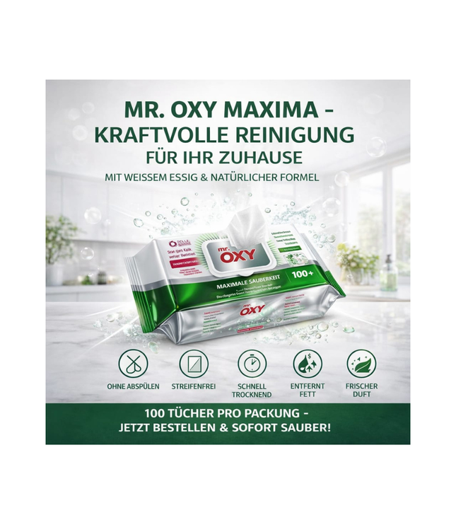 Allzweck-Reinigungstücher-Packung grün-silbern, MR. OXY MAXIMA, 100 Tücher