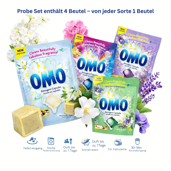 OMO Wäschekapseln Probe Set: 4 Sorten, je 1 Beutel
