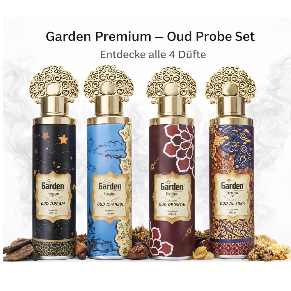 4x Garden Premium Oud Raumduft Set – 4 Düfte | 4x300 ml