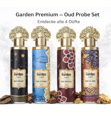4x Garden Premium Oud Raumduft Set – 4 Düfte | 4x300 ml