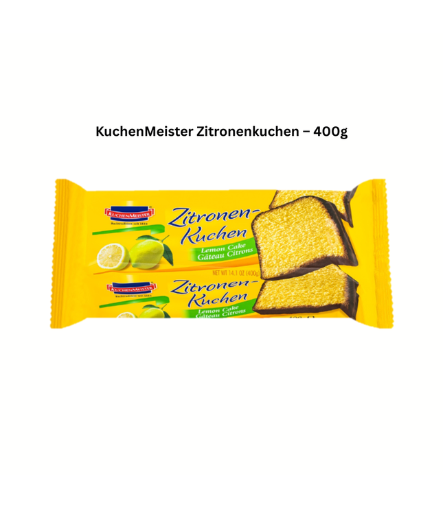 Zitronenkuchen 400 g – gelbe Packung mit Zitronen-Kuchenstücken