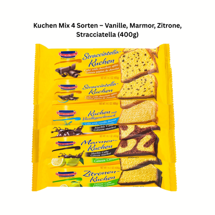 Kuchen-Mix 400 g (Vanille, Marmor, Zitrone, Stracciatella) – gelbe Packung