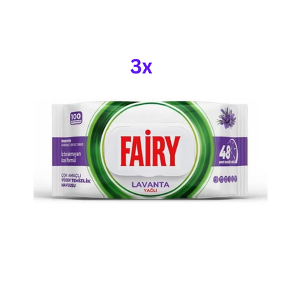 Fairy Power Wipes Lavendel (3x100) Reinigungstücher, lila markiertes Paket