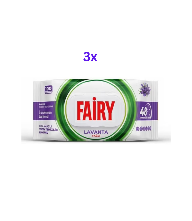 Fairy Power Wipes Lavendel (3x100) Reinigungstücher, lila markiertes Paket