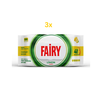 Fairy Power Wipes Zitrone (3x100) Reinigungstücher, gelb markiertes Paket