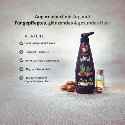 Arganöl-Shampoo 1000 ml: dunkelviolette Spenderflasche