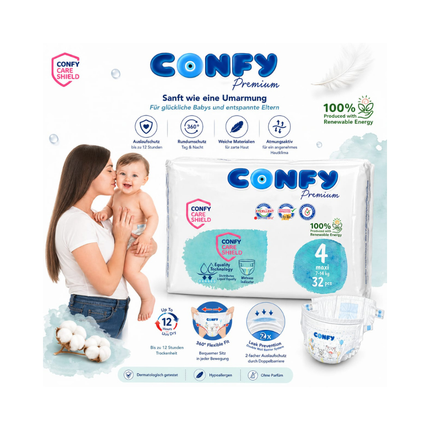 CONFY Premium Baby-Pants Größe 4 maxi, 32 Stück, mit Care Shield