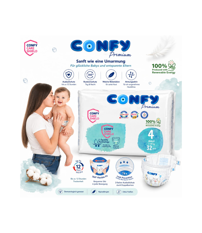 CONFY Premium Baby-Pants Größe 4 maxi, 32 Stück, mit Care Shield