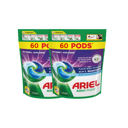 ARIEL All-in-1 Pods 2er Pack Lila: 120 Pods, Color+ Waschmittel-Kapseln