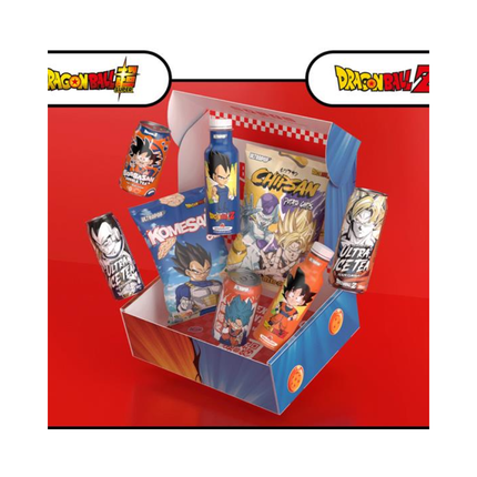 Dragonball Z Food Box Set, geöffnete Box mit Getränken und Snacks
