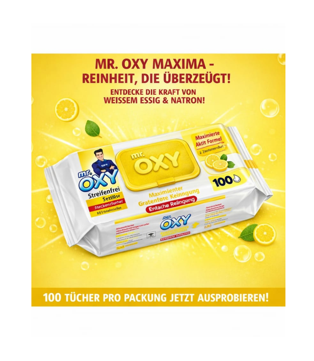Mr. Oxy Allzweckreiniger-Tücher, gelbe Packung mit 100 Tüchern