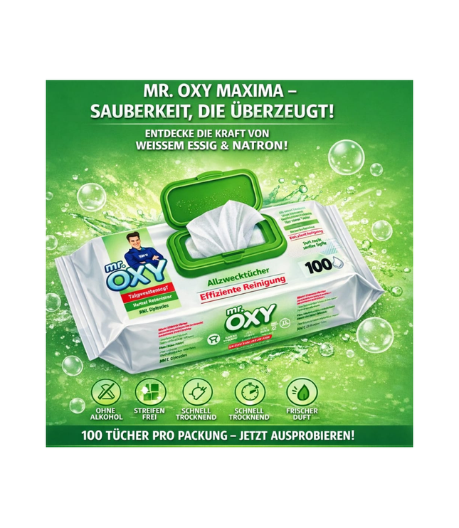 Mr. Oxy Allzweckreiniger-Tücher, hellgrün, 100 Tücher Packung