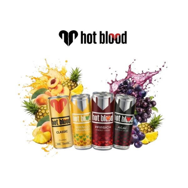 Hot Blood Energy Drink 24er Pack – 4 Geschmacksrichtungen