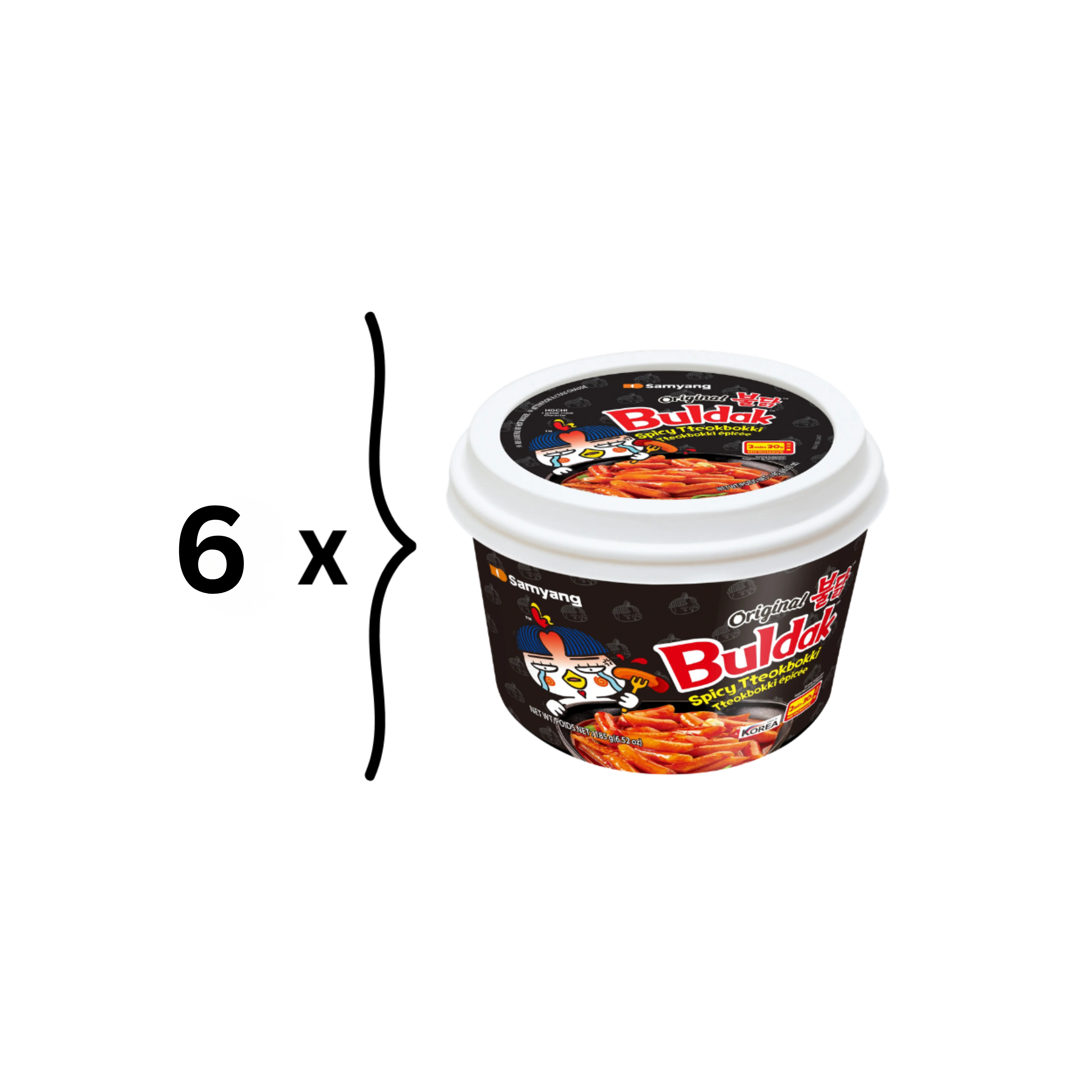 Buldak Spicy Tteokbokki Original 6x – Scharfe Koreanische Reiskuchen | Instant Snack MHD:11.05.2026