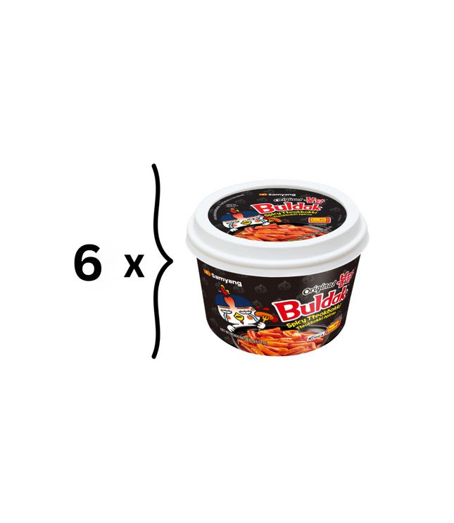 Buldak Spicy Tteokbokki Original 6x – Scharfe Koreanische Reiskuchen | Instant Snack MHD:11.05.2026