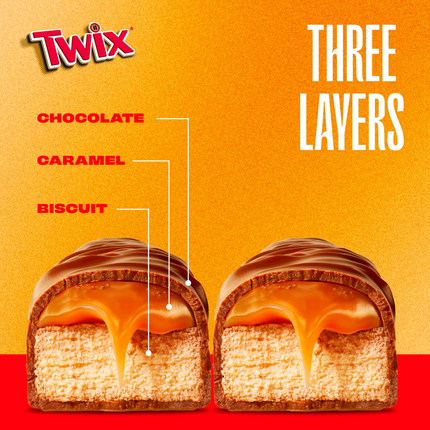 Twix Riegel mit Keks-, Karamell- und Schokoladenschicht