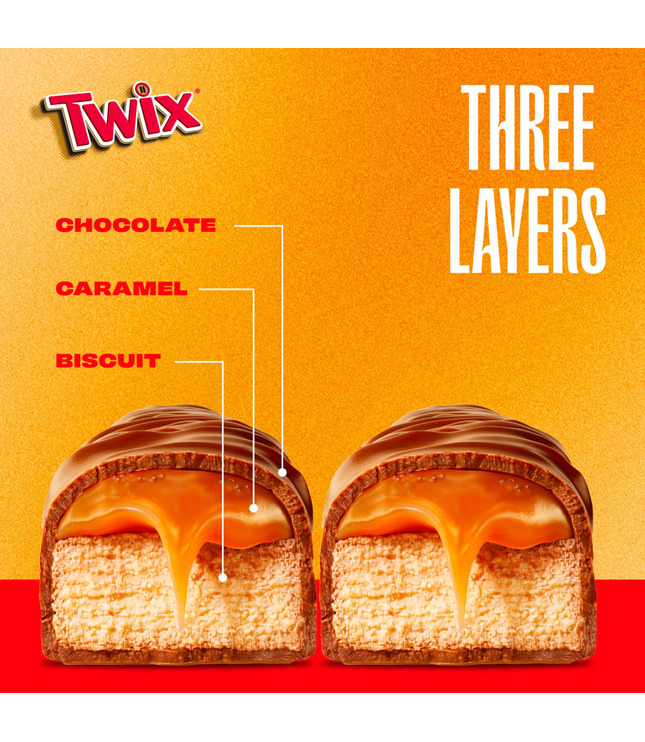 Twix Riegel mit Keks-, Karamell- und Schokoladenschicht