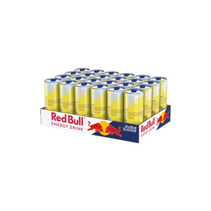 Energy-Drink-Packung mit 24 Dosen à 250 ml, gelbe Dosen im Karton, Red Bull