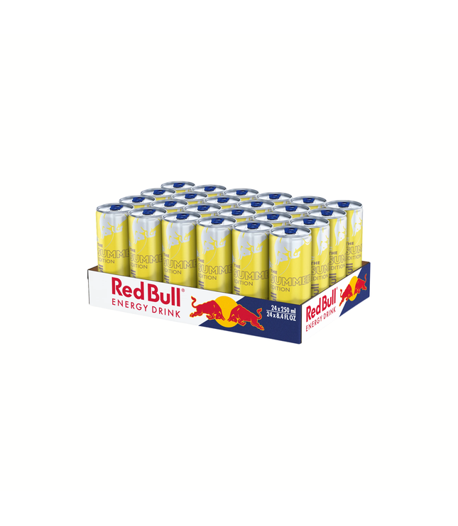 Energy-Drink-Packung mit 24 Dosen à 250 ml, gelbe Dosen im Karton, Red Bull