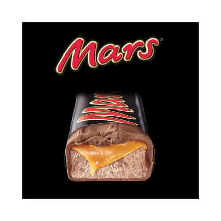 Mars Riegel mit Milchschokolade und Karamellfüllung, angeschnitten