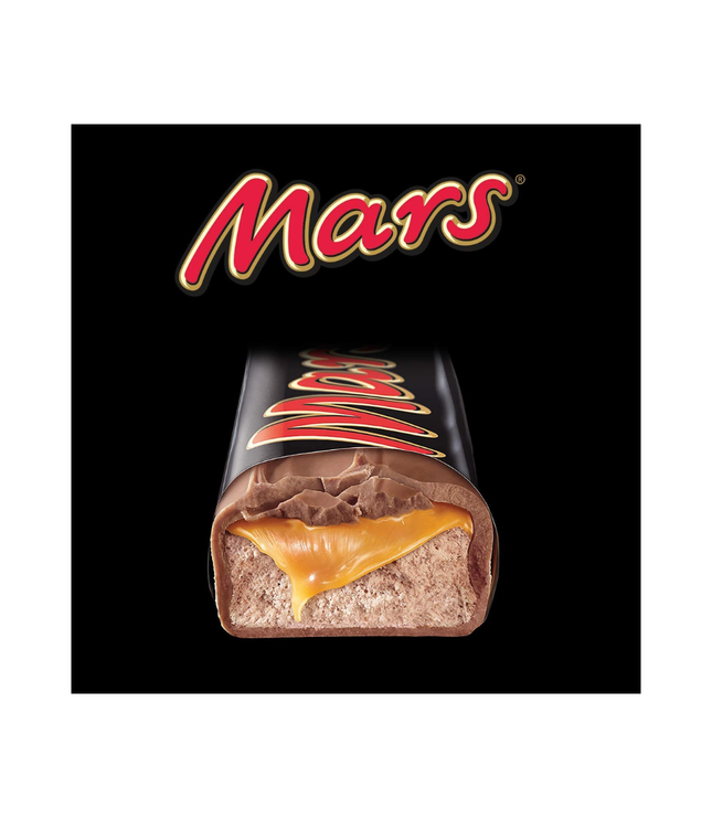 Mars Riegel mit Milchschokolade und Karamellfüllung, angeschnitten