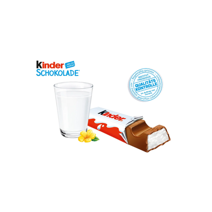 Kinder Schokolade Riegel mit Glas Milch und Qualitätsstempel