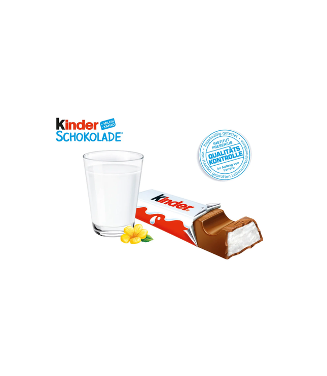 Kinder Schokolade Riegel mit Glas Milch und Qualitätsstempel