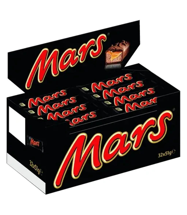 Mars Schokoriegel-Sortiment, schwarze Verpackung mit Mars-Logo, 32x51 g