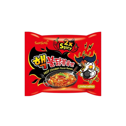 Samyang Buldak Hot Chicken Ramen 2x Spicy 5x140g pack front, red