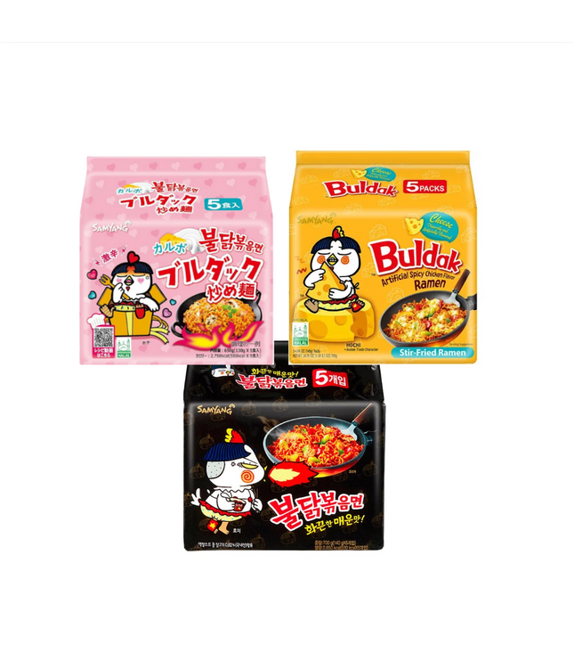 Buldak Hot Chicken Flavor Ramen - Klassiker Mix 5x Carbonara 5x Cheese 5x Hot Chicken