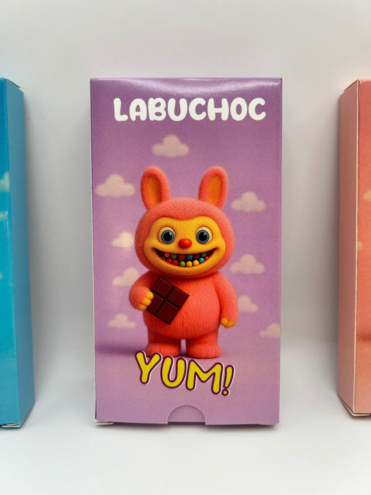 LABUCHOC 75g - Vollmilchschokolade gefüllt mit Heidelbeercreme und Knisterzucker