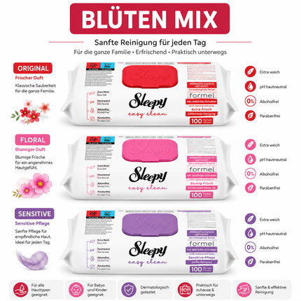 Sleepy Easy Clean Oberflächenreinigungstücher blüten mix