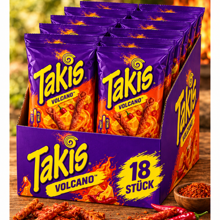 Takis Volcano Chipsbeutel-Set mit Aufdruck „18 Stück“