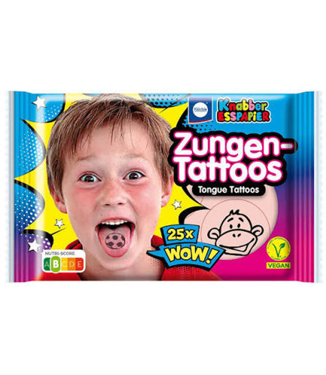 Knabber-Esspapier „Zungen Tattoos“ Sweet Sheets, 25x, vegane Ausführung
